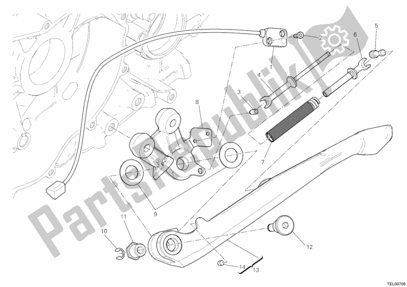 Alle onderdelen voor de Zij Stand van de Ducati Superbike 1199 Panigale S Tricolore 2012